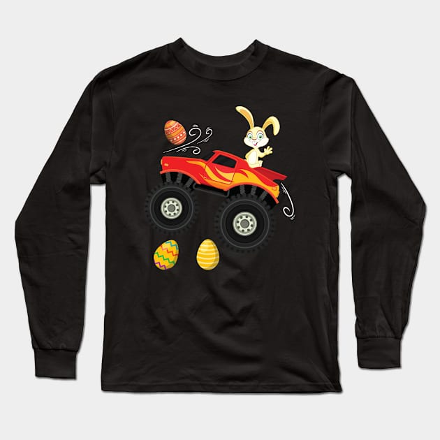 Dabbing Bunny Happy Easter Monster Truck Lovers Kids Boys Long Sleeve T-Shirt by Johner_Clerk_Design